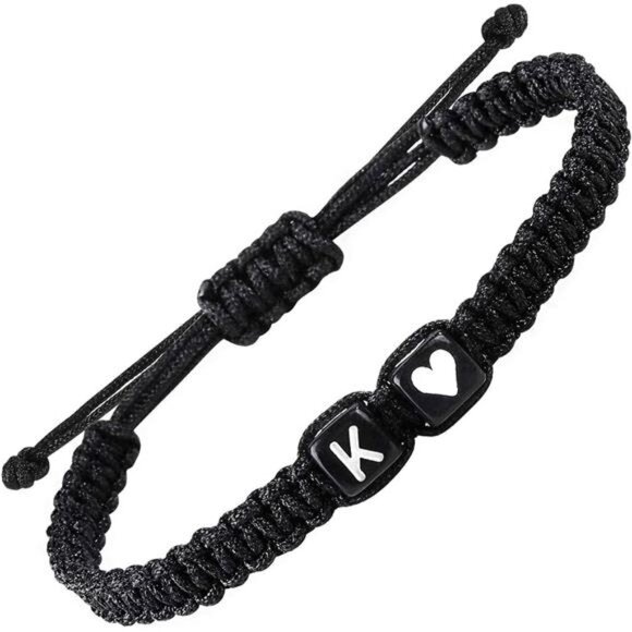 Mens Womens Initial Letter Bracelet Adjustable Couples Friendship Anniversary Gi - Picture 1 of 7